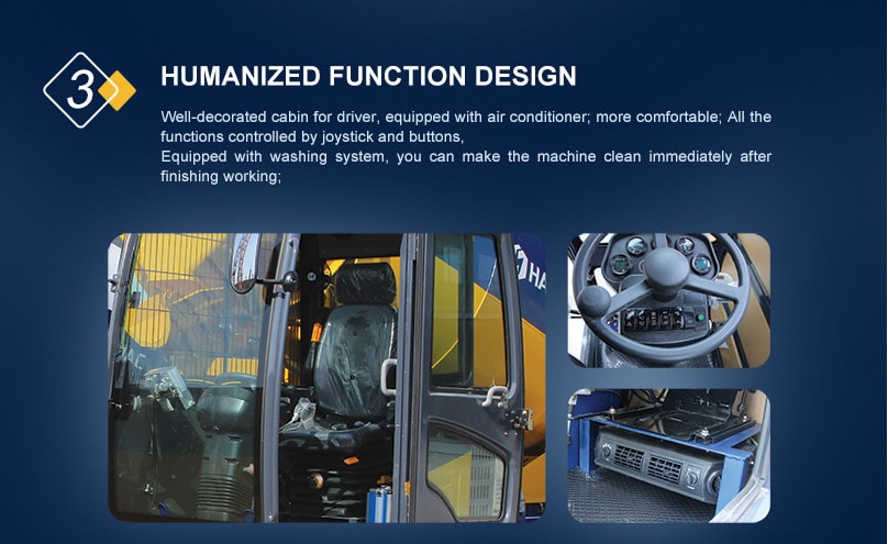 270 degree rotation mixing drum, it can discharge the concrete in different directions