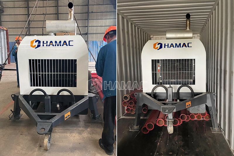 Livraison de la centrale à béton mobile YHZS35 et de la pompe à béton diesel DHBT40 à Khartoum S